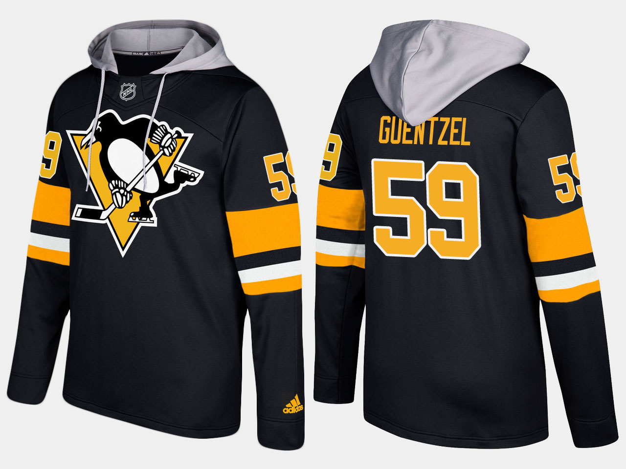Men NHL Pittsburgh penguins #59 jake guentzel black hoodie->pittsburgh penguins->NHL Jersey